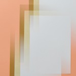 Contemporary abstract art featuring overlapping geometric shapes in muted pastel colors.